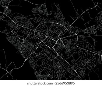 Vector city map of Aylesbury in the United Kingdom with white roads isolated on a black background.