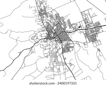 Stadtplan von Az Zulfi im Königreich Saudi-Arabien mit schwarzen Straßen einzeln auf weißem Hintergrund.