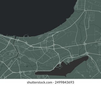 Vector city map of Bab Ezzouar in Algeria with white roads isolated on a green background.