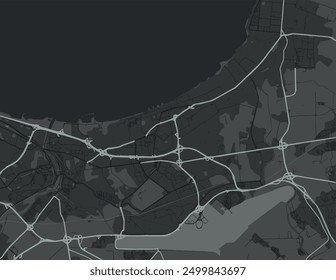 Vector city map of Bab Ezzouar in Algeria with white roads isolated on a grey background.