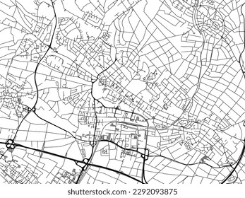 Mapa vectorial de la ciudad de Bad Homburg en Alemania con carreteras negras aisladas en un fondo blanco.