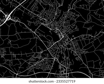 Vector city map of Bad Salzuflen in Germany with white roads isolated on a black background.