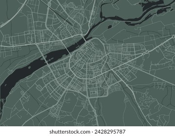 Vector city map of Badajoz in Spain with white roads isolated on a green background.