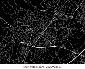 Vector city map of Baden bei Wien in Austria with white roads isolated on a black background.