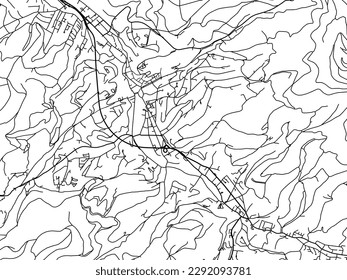 Vector city map of Baden-Baden in the Germany with black roads isolated on a white background.