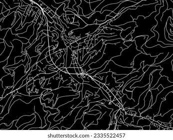 Vector city map of Baden-Baden in Germany with white roads isolated on a black background.