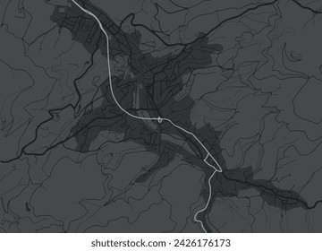 Vector city map of Baden-Baden in Germany with white roads isolated on a grey background.