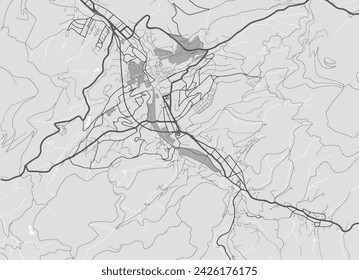 Vector city map of Baden-Baden in Germany with black roads isolated on a grey background.