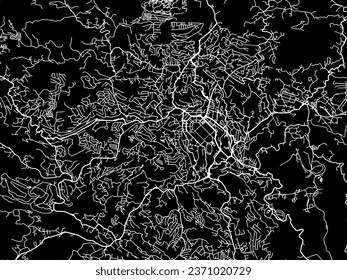 Mapa de la ciudad vectorial de Baguio en Filipinas con carreteras blancas aisladas en un fondo negro.