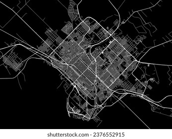 Vector city map of Bahia Blanca in Argentina with white roads isolated on a black background.