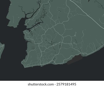 Vector city map of Balikpapan in Indonesia with white roads isolated on a green background.