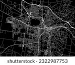 Vector city map of Ballarat in Australia with white roads isolated on a black background.