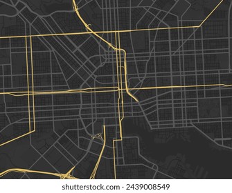 Vector city map of Baltimore Center Maryland in the United States of America with yellow roads isolated on a brown background.