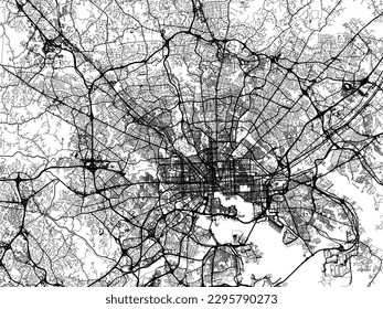 Stadtplan von Baltimore Metro Maryland in den Vereinigten Staaten von Amerika mit schwarzen Straßen einzeln auf weißem Hintergrund.