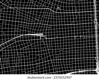 Vector city map of Balvanera in Argentina with white roads isolated on a black background.