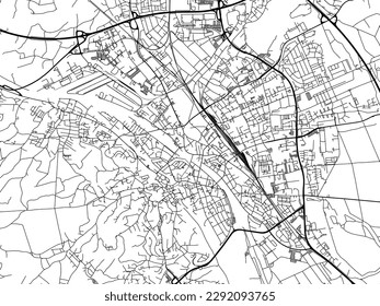 Vector city map of Bamberg in the Germany with black roads isolated on a white background.