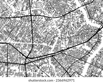 Vector city map of Bang Kruai in Thailand with black roads isolated on a white background.