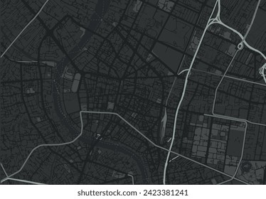 Vector city map of Bangkok old town in Thailand with white roads isolated on a grey background.