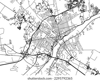 Vector city map of Bangor Maine in the United States of America with black roads isolated on a white background.