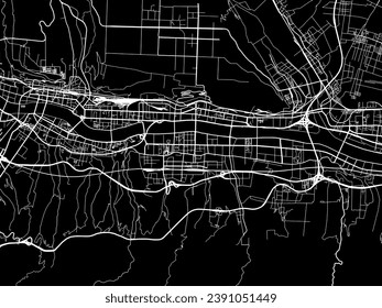 Vector city map of Baoji in People's Republic of China (PRC) with white roads isolated on a black background.