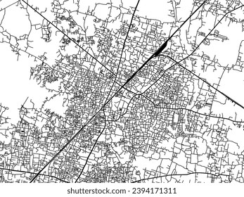 Vector city map of Barasat in the Republic of India with black roads isolated on a white background.