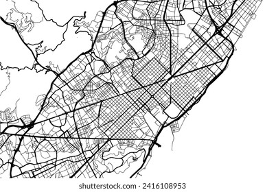 Vector city map of Barcelona in Spain with black roads isolated on a white background.