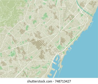 Vector city map of Barcelona with well organized separated layers.