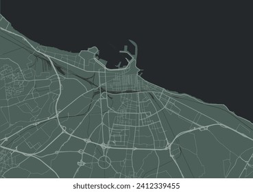 Vector city map of Bari in Italy with white roads isolated on a green background.