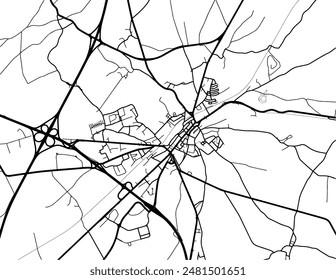 Vector city map of Bastogne in Belgium with black roads isolated on a white background.