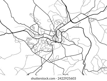 Vector city map of Bath in the United Kingdom with black roads isolated on a white background.
