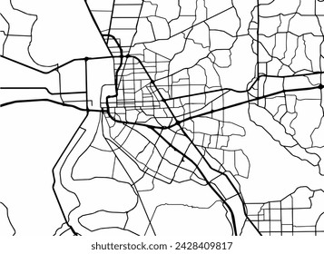 Stadtplan von Baton Rouge Louisiana in den Vereinigten Staaten von Amerika mit schwarzen Straßen isoliert auf einem weißen Hintergrund.