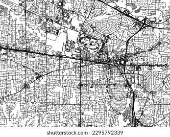 Vector city map of Beaverton Oregon in the United States of America with black roads isolated on a white background.