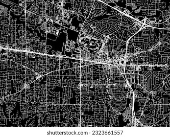 Stadtplan von Beaverton Oregon in den Vereinigten Staaten von Amerika mit weißen Straßen einzeln auf schwarzem Hintergrund.