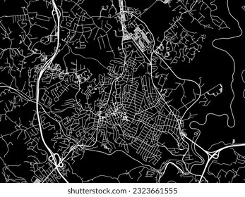 Vector city map of Beckley West Virginia in the United States of America with white roads isolated on a black background.