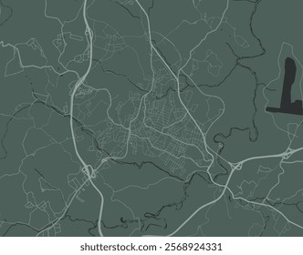 Vector city map of Beckley West Virginia in the United States of America with white roads isolated on a green background.