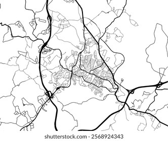 Vector city map of Beckley West Virginia in the United States of America with black roads isolated on a white background.