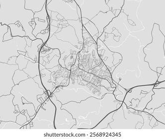 Vector city map of Beckley West Virginia in the United States of America with black roads isolated on a grey background.