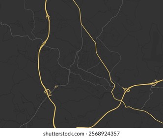Vector city map of Beckley West Virginia in the United States of America with yellow roads isolated on a brown background.