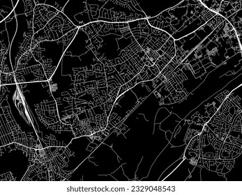 Vector city map of Beeston in the United Kingdom with white roads isolated on a black background.