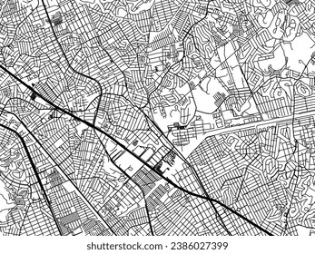 Stadtplan von Belford Roxo in Brasilien mit schwarzen Straßen einzeln auf weißem Hintergrund.