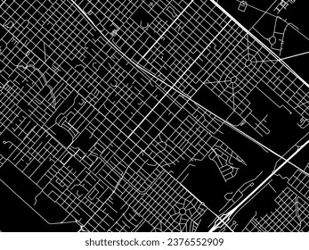 Vector city map of Bella Vista in Argentina with white roads isolated on a black background.