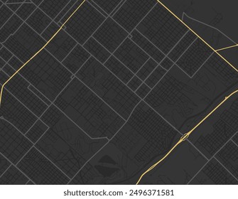 Vector city map of Bella Vista in Argentina with yellow roads isolated on a brown background