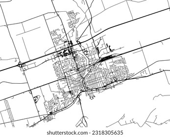 Vector city map of Belleville Ontario in Canada with black roads isolated on a white background.