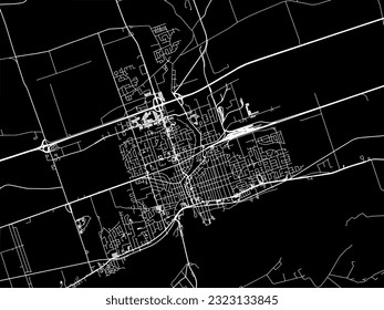 Vector city map of Belleville Ontario in Canada with white roads isolated on a black background.