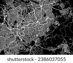 Vector city map of Belo Horizonte in Brazil with white roads isolated on a black background.