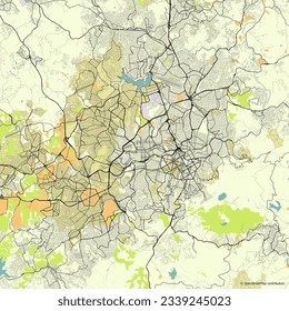 Mapa de la ciudad vectorial de Belo Horizonte, Estado de Minas Gerais, Brasil