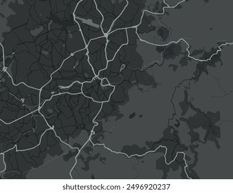 Mapa Vector de la ciudad de Belo Horizonte en Brasil con carreteras blancas aisladas sobre un fondo gris.