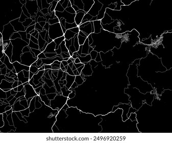 Vector city map of Belo Horizonte in Brazil with white roads isolated on a black background.