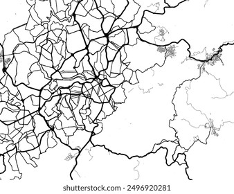 Vector city map of Belo Horizonte in Brazil with black roads isolated on a white background.