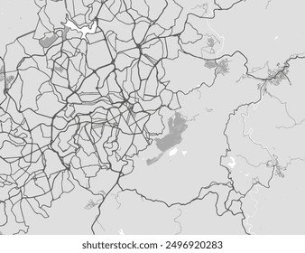 Vector city map of Belo Horizonte in Brazil with black roads isolated on a grey background.